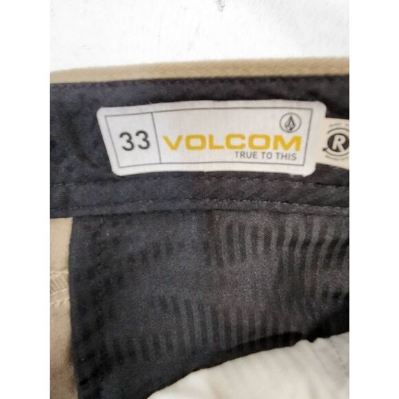 Volcom Size 33 Men's Frickin Modern Stretch Shorts Kahki Flat Front Chino Shorts - Picture 7 of 13